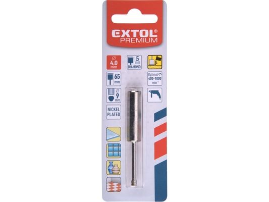 Korunka vykružovací diamantová na sklo a keramiku, O 4mm EXTOL-PREMIUM