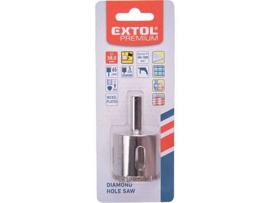 korunka vykružovací diamantová na sklo a keramiku, O 38mm EXTOL-PREMIUM