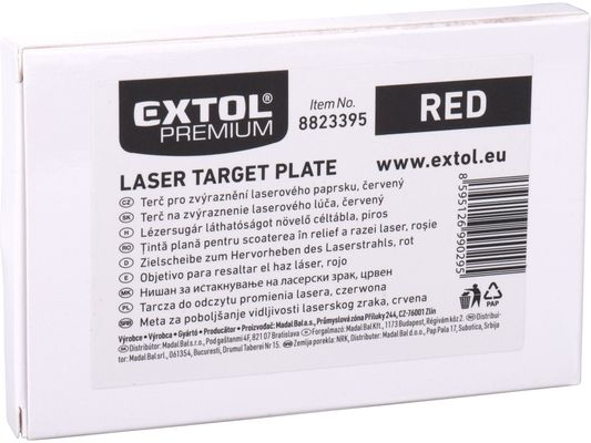 Terč pro zvýraznění laser. paprsku, červený EXTOL PREMIUM