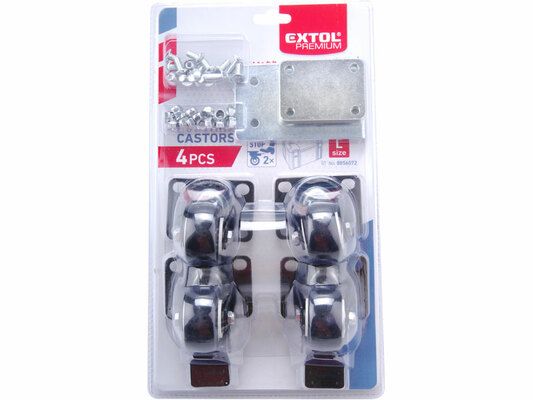 Kolečka pro L box, 4 kusy, 2 otočná kolečka s brzdou a 2 bez brzdy, průměr 50mm EXTOL-PREMIUM