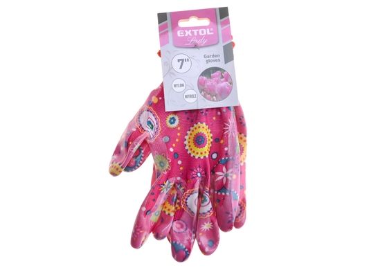 Rukavice zahradní nylonové polomáčené v nitrilu, velikost 7" EXTOL LADY