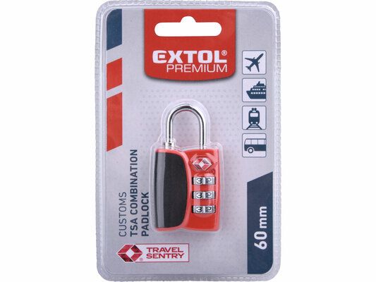 Zámek kombinační TSA s trojmístným kódem, 61x32xtl.14mm EXTOL-PREMIUM