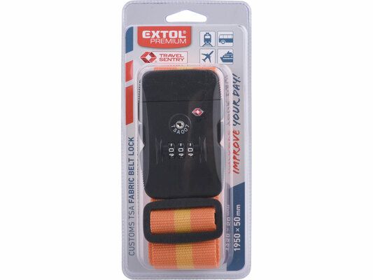 Popruh na zavazadla TSA s trojmístným kódem, 2mx5cm EXTOL-PREMIUM