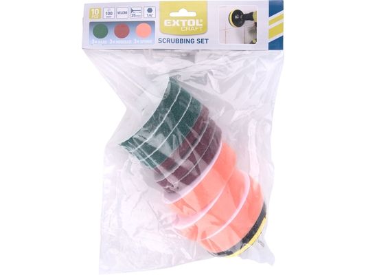 Sada čistících/leštících výseků na vrtačku 10ks, průměr 100mm, 3x3druhy EXTOL CRAFT