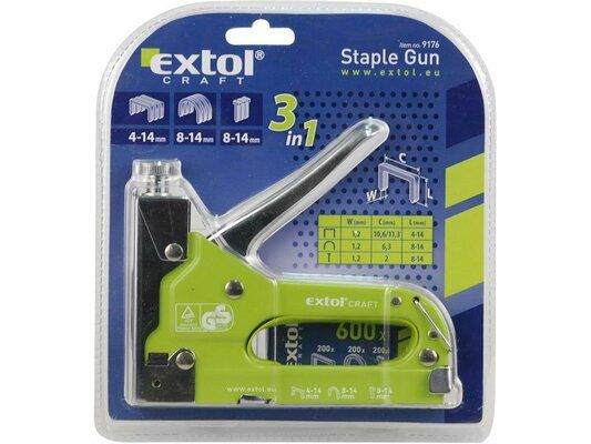 Pistole sponkovací 3funkční, 4-14mm, možnost nastavení síly úderu EXTOL-CRAFT