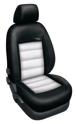 Autopotahy Škoda Octavia III, AUTENTIC LEATHER,dělená, bez zadní loketní opěrky, černobilé SIXTOL