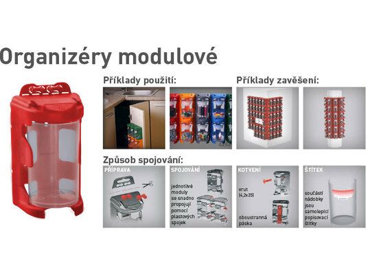 Organizér modulový závěsný - modrý, 210ml (60 x 92mm), PP EXTOL-CRAFT