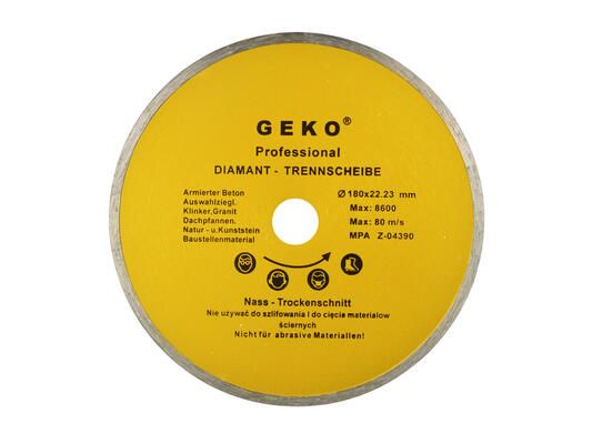 Kotouč diamantový řezný celoobvodový, 180x8x22mm GEKO
