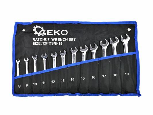 Klíče očkoploché ráčnové 8 - 19mm, sada 12ks GEKO