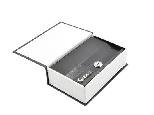 Schránka/kniha na peníze s plastovým pořadačem + 2 klíče, 180x115x55mm GEKO