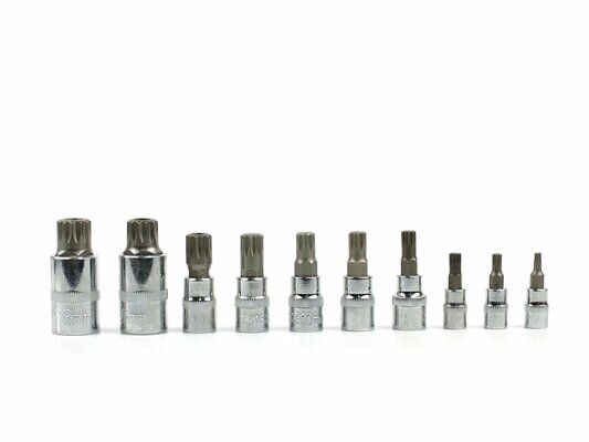 Zástrčné hlavice Torx 1/4”, 3/8”, 1/2”, M4-M18, sada 10ks GEKO