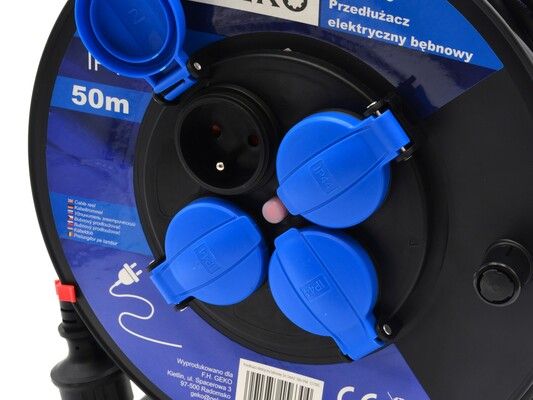 Kabel prodlužovací 3x1.5mm2, buben, 50m, IP44 GEKO