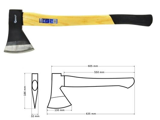 Sekera, dřevěná násada, 1250 g x 24" GEKO
