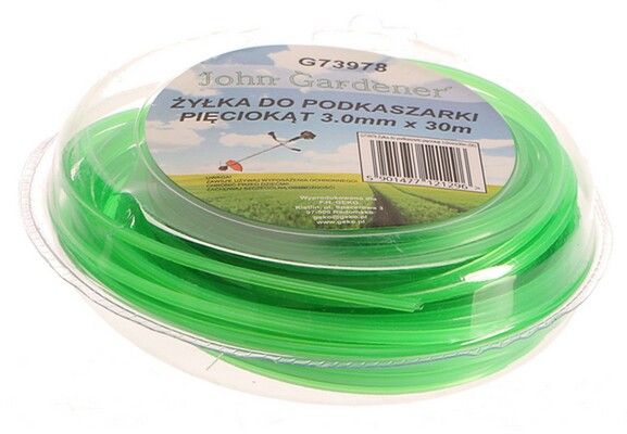 Struna do sekačky zelená zesílená, 3,0mm, 30m, hvězdicový profil, nylon GEKO