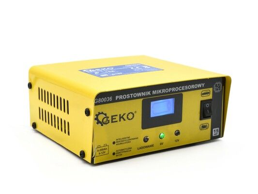 Mikroprocesorová nabíječka autobaterií LCD 6/12V 15A GEKO