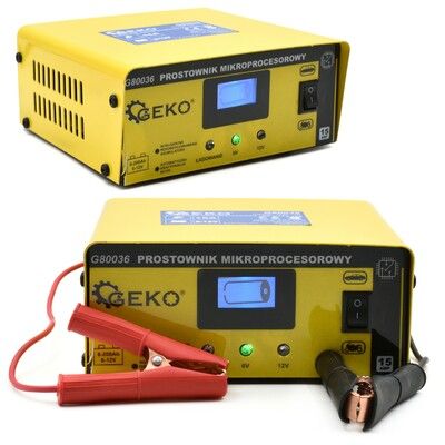 Mikroprocesorová nabíječka autobaterií LCD 6/12V 15A GEKO
