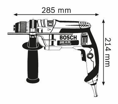 Bosch GSB 16 RE Professional vrtačka příklepová + plastový kufr, 060114E500