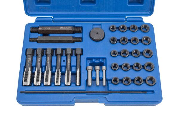 Sada na opravu závitů žhavicích svíček  M8x1, M10x1, M10x1.25, M12x1.25, 33 kusů QUATROS