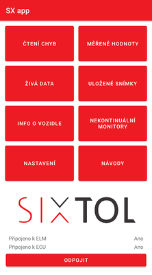Autodiagnostika SC1 bluetooth, Android, (zdarma SX OBD aplikace) SIXTOL