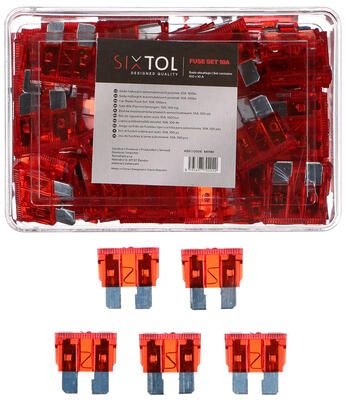 Sada nožových automobilových pojistek MECHANIC FUSE SET 10A, 100ks SIXTOL