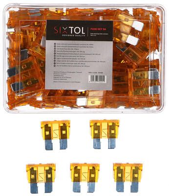 Sada nožových automobilových pojistek MECHANIC FUSE SET 5A, 100ks SIXTOL