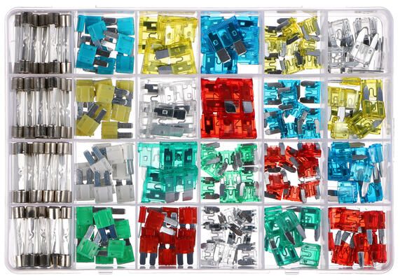 Sada nožových a skleněných automobilových pojistek MECHANIC FUSE SET 215 SIXTOL