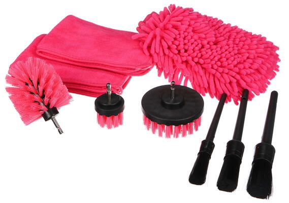 Multifunkční sada nástrojů pro čištění a mytí auta CAR DETAILING PINK 9, 9ks SIXTOL