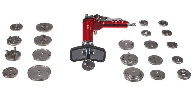 Pneumatický stlačovák brzdových pístů MECHANIC BRAKE SET PNEU 23, sada 23ks SIXTOL