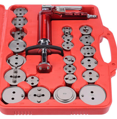 Pneumatický stlačovák brzdových pístů MECHANIC BRAKE SET PNEU 23, sada 23ks SIXTOL
