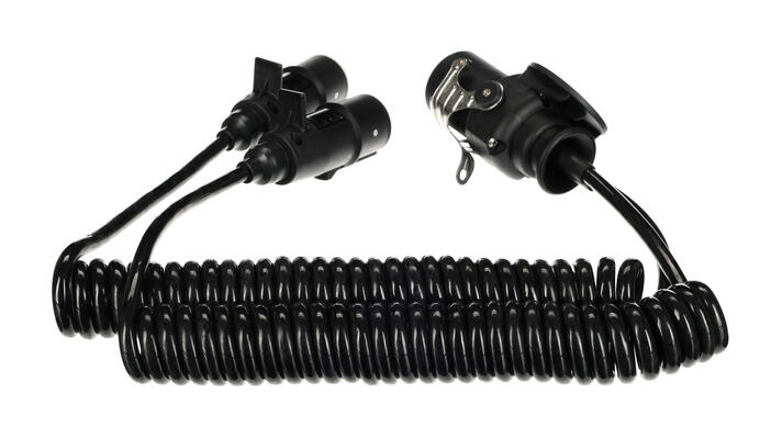 Propojovací spirálový adaptér z 15pin na 2x 7pin zástrčku (S+N) TRAILER CABLE 9, 24V, 3,5m SIXTOL