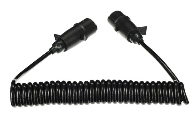 Propojovací spirálový kabel 7pin typ S TRAILER CABLE 10, plastová zástrčka, 24V, 3,5m SIXTOL