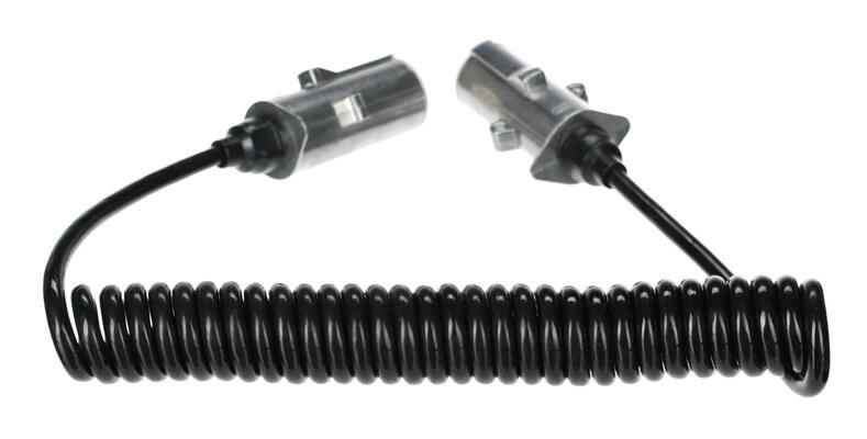 Propojovací spirálový kabel 7pin typ S TRAILER CABLE 12, kovová zástrčka, 24V, 3,5m SIXTOL