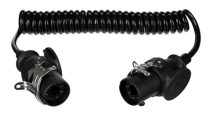 Propojovací spirálový EBS kabel 7pin TRAILER CABLE 14, 24V, 3,5m SIXTOL