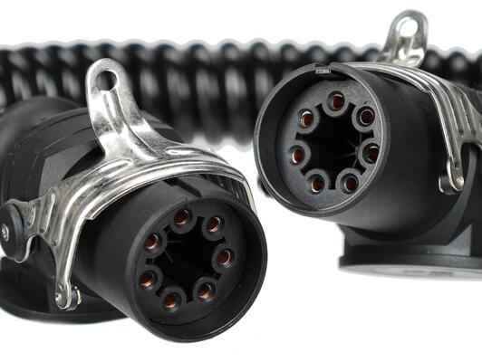 Propojovací spirálový EBS kabel 7pin TRAILER CABLE 14, 24V, 3,5m SIXTOL