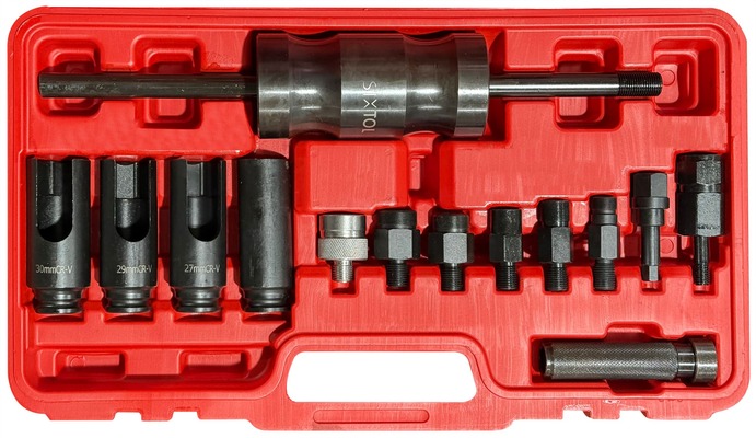 Sada na demontáž vstřikovačů s rázovým kluzným kladivem MECHANIC PULLER SET 1, 14 ks SIXTOL