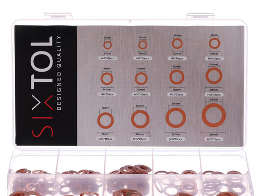 Sada měděných těsnících kroužků MECHANIC RING SET 2, M5–M20, 300 ks SIXTOL