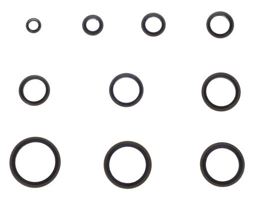 Sada těsnicích kroužků z NBR a oceli MECHANIC RING SET 3, M6–M24, 180 ks SIXTOL