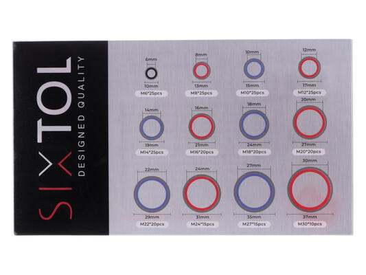 Sada hydraulických těsnění s gumovým límcem MECHANIC RING SET 4, 245 ks SIXTOL