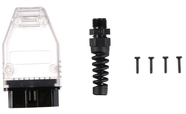 Zástrčka OBD-II s 16 piny pro montáž vlastního kabelu MECHANIC CABLE 30, transparentní SIXTOL