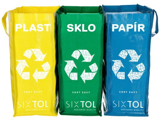 Tašky na tříděný odpad SORT EASY 3 SLIM, 18x30x40 cm, 3 x 22 l, 3 ks SIXTOL