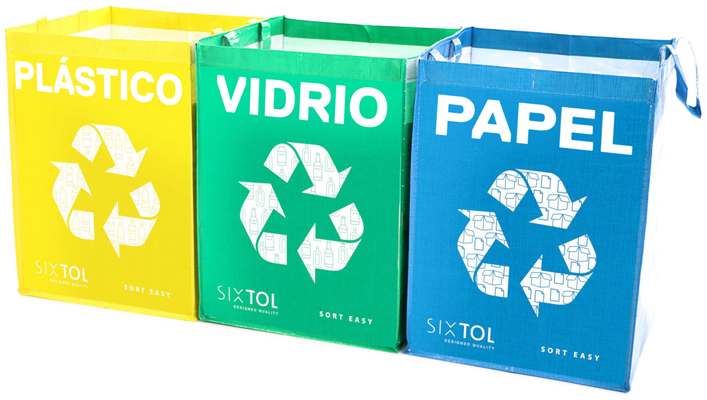 Tašky na tříděný odpad SORT EASY 3 BASIC ES, 30x30x40 cm, 3 x 36 l, 3 ks SIXTOL