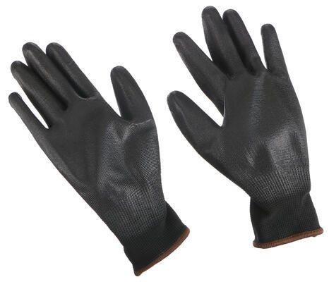 Rukavice pracovní z polyesteru polomáčené v polyuretanu GLOVE PE-PU 9, černé, velikost 9" SIXTOL