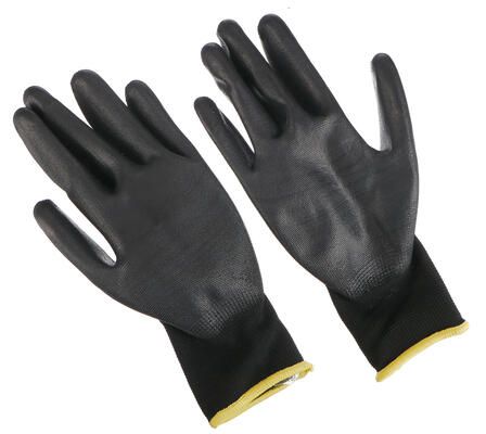 Rukavice pracovní z polyesteru polomáčené v polyuretanu GLOVE PE-PU 11, černé, velikost 11 SIXTOL