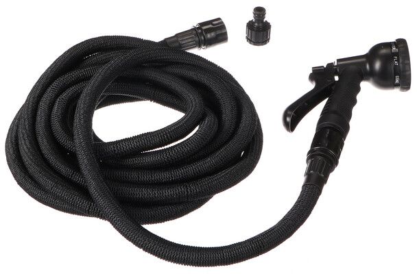 Smršťovací zahradní hadice FLEXI 1, 5-15m, 1/2", 3vrstvý latex, černá + stříkací pistole SIXTOL