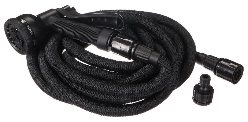 Smršťovací zahradní hadice FLEXI 1, 5-15m, 1/2", 3vrstvý latex, černá + stříkací pistole SIXTOL