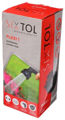Smršťovací zahradní hadice FLEXI 1, 5-15m, 1/2", 3vrstvý latex, černá + stříkací pistole SIXTOL