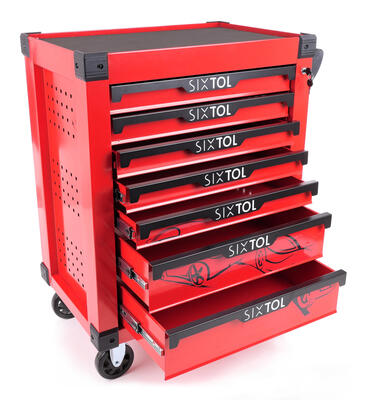 Dílenský vozík na nářadí MECHANIC TROLLEY KEVIN RED, 7 šuplíků SIXTOL