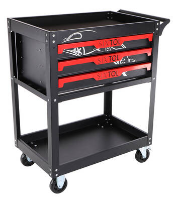 Dílenský vozík s nářadím MECHANIC TROLLEY JASON 115, 3 šuplíky, 1 police, 115 ks nářadí SIXTOL