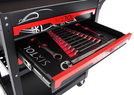 Dílenský vozík s nářadím MECHANIC TROLLEY JASON 115, 3 šuplíky, 1 police, 115 ks nářadí SIXTOL