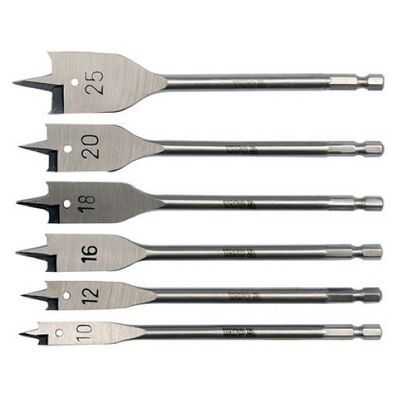 Ploché vrtáky sada, 6 ks, 10-25 mm YATO